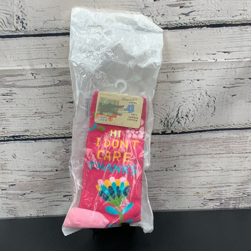 Blue Q Socks Hi I Don't‎ Care Crew Socks Soft Combed Cotton Women's NEW